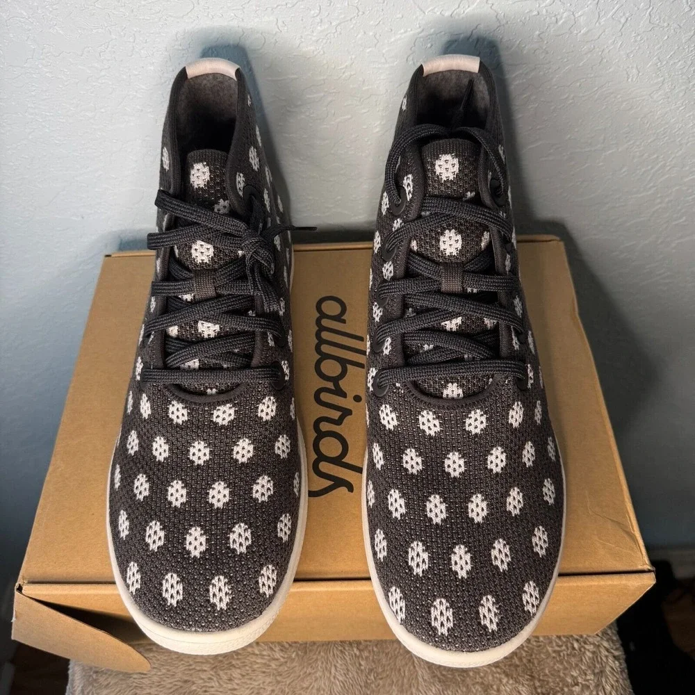 Allbirds Tree Toppers High Top Sneakers Black‎ White Polka Dot US 13 EU 45-46
